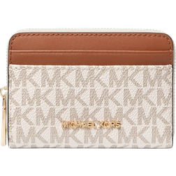 Michael Kors Jet Set Small Signature Logo Zip Around Card Case - Vanilla/Acorn