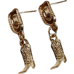 Shein 1pair European & American Vintage Western Cowboy Hat & Boots Shaped Alloy Dangle Earrings For Women, Daily Wear