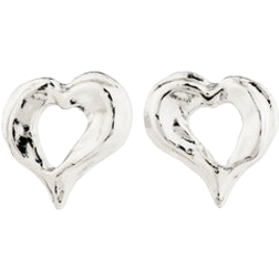 Pilgrim Tide Heart Earrings - Silver