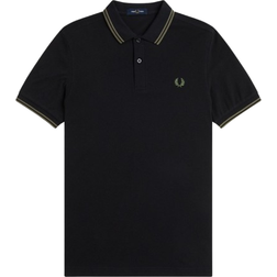 Fred Perry Mens Twin Tipped Polo Shirt - Black/Laurel Wreath Green