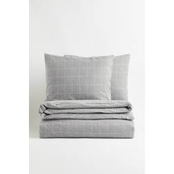 H&M Dobbelt Sengesæt i Flonel 240x220 60x70 Dynebetræk Grå (240x220cm)