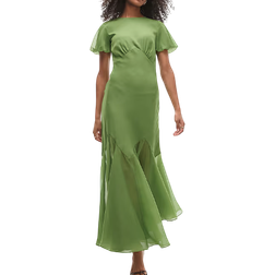 Topshop Ruffle Sleeve Volume Hem Maxi Dress - Olive/Green