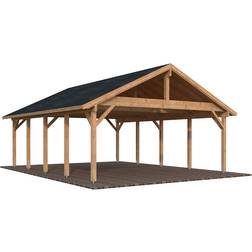 Palmako Carport Robert 40,6 m2 mit Geräteraum hellbraun tauchgrundiert (Gebäudefläche 40.6 m²)