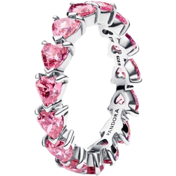 Pandora Band Hearts Ring - Silver/Pink