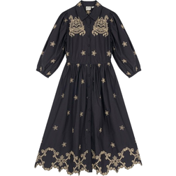 Joanie Rachida Embroidered Western Shirt Dress - Black