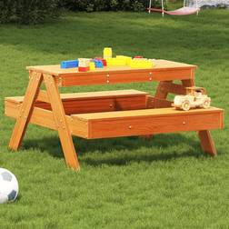vidaXL Picknickbord För Barn Vaxad Brun 88x97x52 cm Massiv Furu