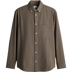 H&M Regular Fit Textured Shirt - Khaki Green