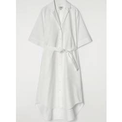 COS Belted Short-Sleeved Midi Shirt Dress - White