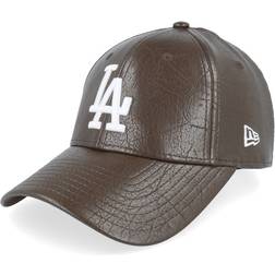 New Era Brun Adjustable Keps Los Angeles Dodgers Womens Crinkled Pu 9FORTY Walnut/White