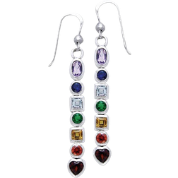 BM Jewels Chakra Earrings - Silver/Multicolour