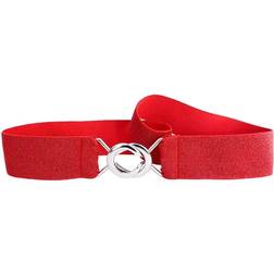 Elastikbaelter Glitter Belt with Fine Buckle - Red/Silver