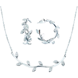 Abelstedt Flora Leaf Jewelry Set - Silver/Crystals