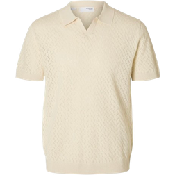 Selected Lino Knitted Polo - Egret