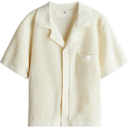 H&M Knitted Resort Shirt - Crèmevit