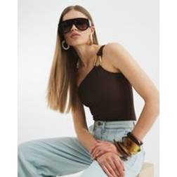 River Island Womens Shoulder Trim Bodysuit - Brown