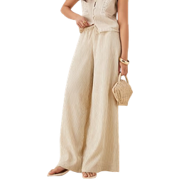 Stradivarius Flowing Striped Trousers - Vanilla