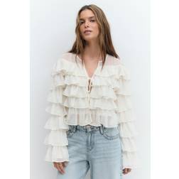 Gina Tricot Flounce Blouse Bluser - Hvid