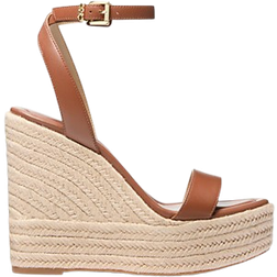 Michael Kors Leighton Leather Wedge Sandal - Luggage