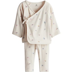 H&M Beige 2-Piece Wrapover Top And Leggings Set - Beige