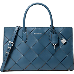 Michael Kors Scarlett Medium Woven Leather Satchel - Dk Chambray