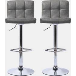 OHS Set of 2 Adjustable Faux Leather Bar Stools Bar Stool 87cm 2pcs