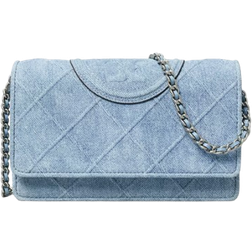 Tory Burch Fleming Print Suede Crossbody - Denim