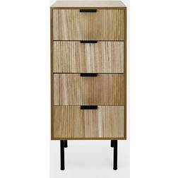 OHS Ribbed 4 Drawer Wood Bedside Table 24x36cm