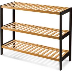 Keplin Keplin Natural & 3 Tier Natural Bamboo Shelf Organiser Shoe Rack 70x55cm