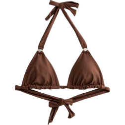 New Look Mix and Match Ring Detail Halterneck Bikini Top - Dark Brown