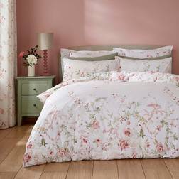 Dunelm Nola Floral and Pillowcase Set - Blush Duvet Cover Pink (220x230cm)