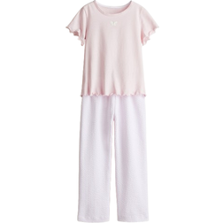 H&M Trikåpyjamas - Ljusrosa/Randig