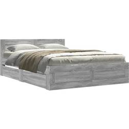vidaXL Bed Frame With Headboard Without Mattress Grey Sonoma 120x200 cm