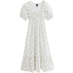 New Look Floral Print Milkmaid Midi Dress - White