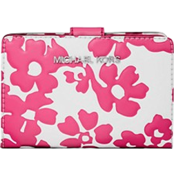 Michael Kors Jet Set Medium Floral Print Bi Fold Wallet - Dragonfruit