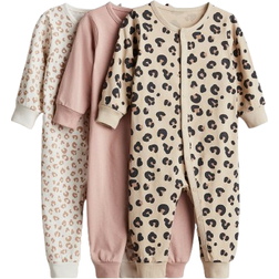 H&M Baby Cotton Sleepsuits 3-Pack - Beige