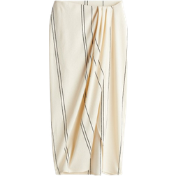 H&M Textured Knit Wrap Skirt - Cream/Striped