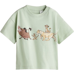 H&M T-shirt I Bomull Med Tryckt Motiv - Ljusgrön/Lejonkungen