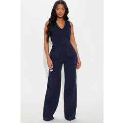 Fashion Nova Roxi Vest Pant Set - Navy