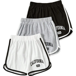 Shein Girls 3pcs Letter Graphic Contrast Binding Shorts