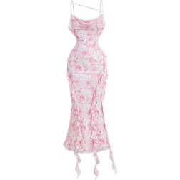 Shein Pink Romantic Ruffled Hem Elegant Womens Dress Party Dress Prom Dress Back To School Clothes Birthday Outfit Homecoming Dresses Fall Dresses