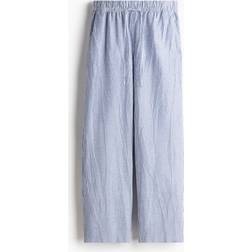 H&M Linen Blend Drawstring Trousers - Dark Blue/White Striped