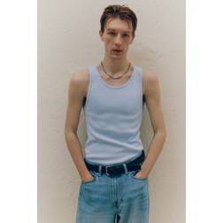 H&M Ribbat Linne Slim Fit - Blå