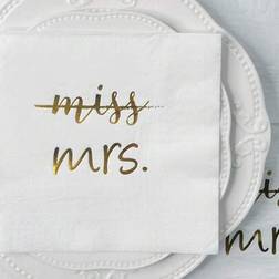 Shein Disposable White Color Foil Stamped Bachelorette Party Wedding Paper Napkins 16pcs