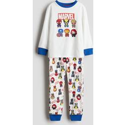 H&M Printed Cotton Jersey Pyjamas - White