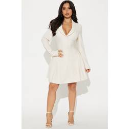 Fashion Nova Pleated Blazer Mini Dress - Cream