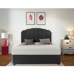 Bedsland Elegant Linen Divan Bed Set 48 Inch Curved Headboard 2 Storage Drawers 10 Spring Foam Mattress