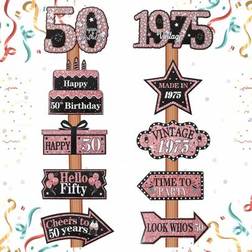 Shein Rose Gold 50th Birthday Party Paper Signs 10pcs