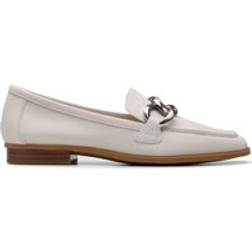 Clarks Sarafyna Iris Off White Leather Loafers - 4-Standard Fit