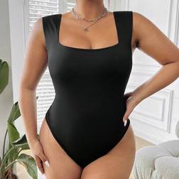 Shein Plus Size Slim Fit Bodysuit With Wide Straps