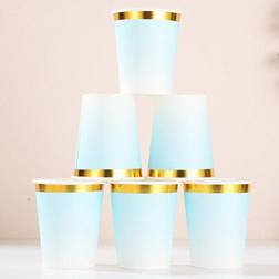 Shein Disposable Paper Cup 10pcs Ombre Blue White With Gold Rim